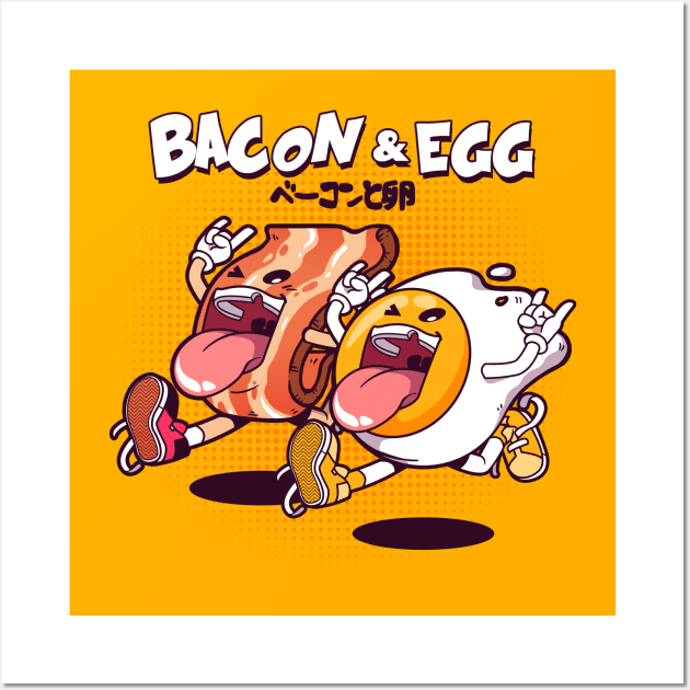 Bacon & Egg Jump Wall Art by mankeeboi